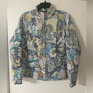 Chicos Vintage 90s Paisley Floral Zip Up Jacket 100% Cotton Size 3 US XL